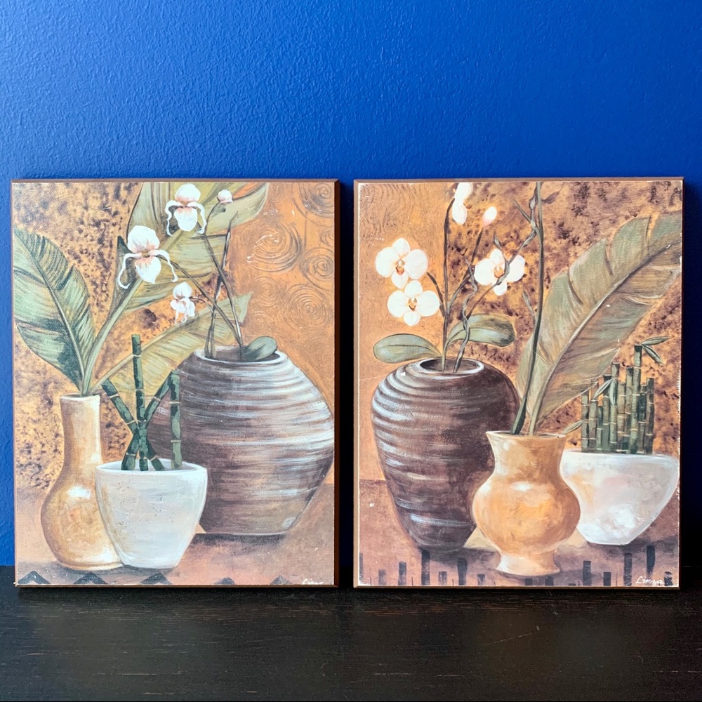 Wall Art - Set of 2 Paintings on Wooden Frame
